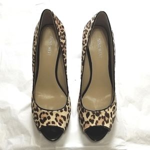 Nine West Leopard Peep Toe High Heels